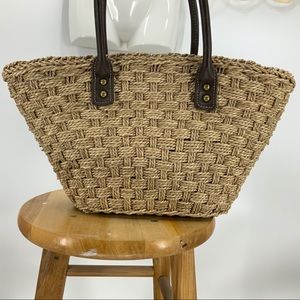 Jcrew basket weave straw purse/tote
